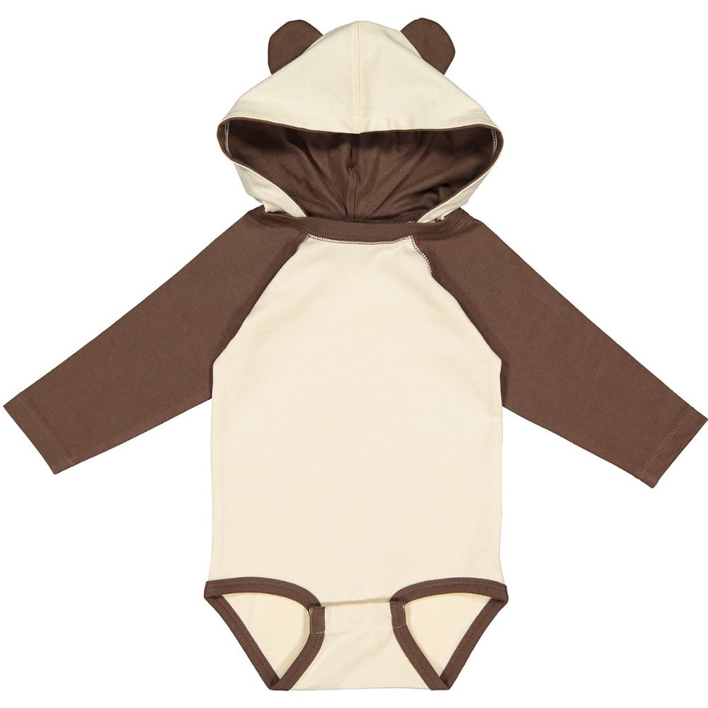 Rabbit Skins Brown LS Raglan Onesie/Hood Ears 18m | 982